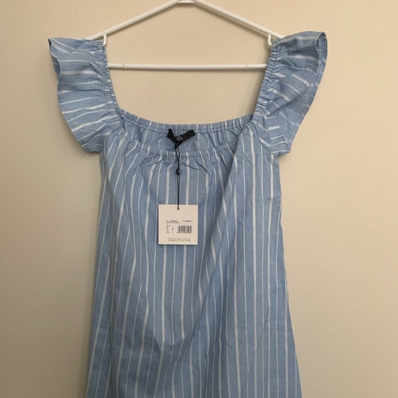 Missguided bardot mini dress in blue stripe - Picture 3 of 5